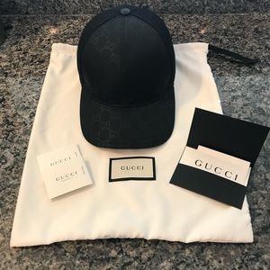 Gucci GG Black Nylon Baseball Trucker Hat Large